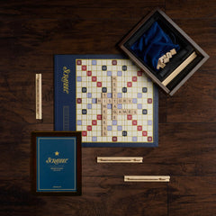 WS Game Company Scrabble Heritage Edition compact board folded for shelf storage.