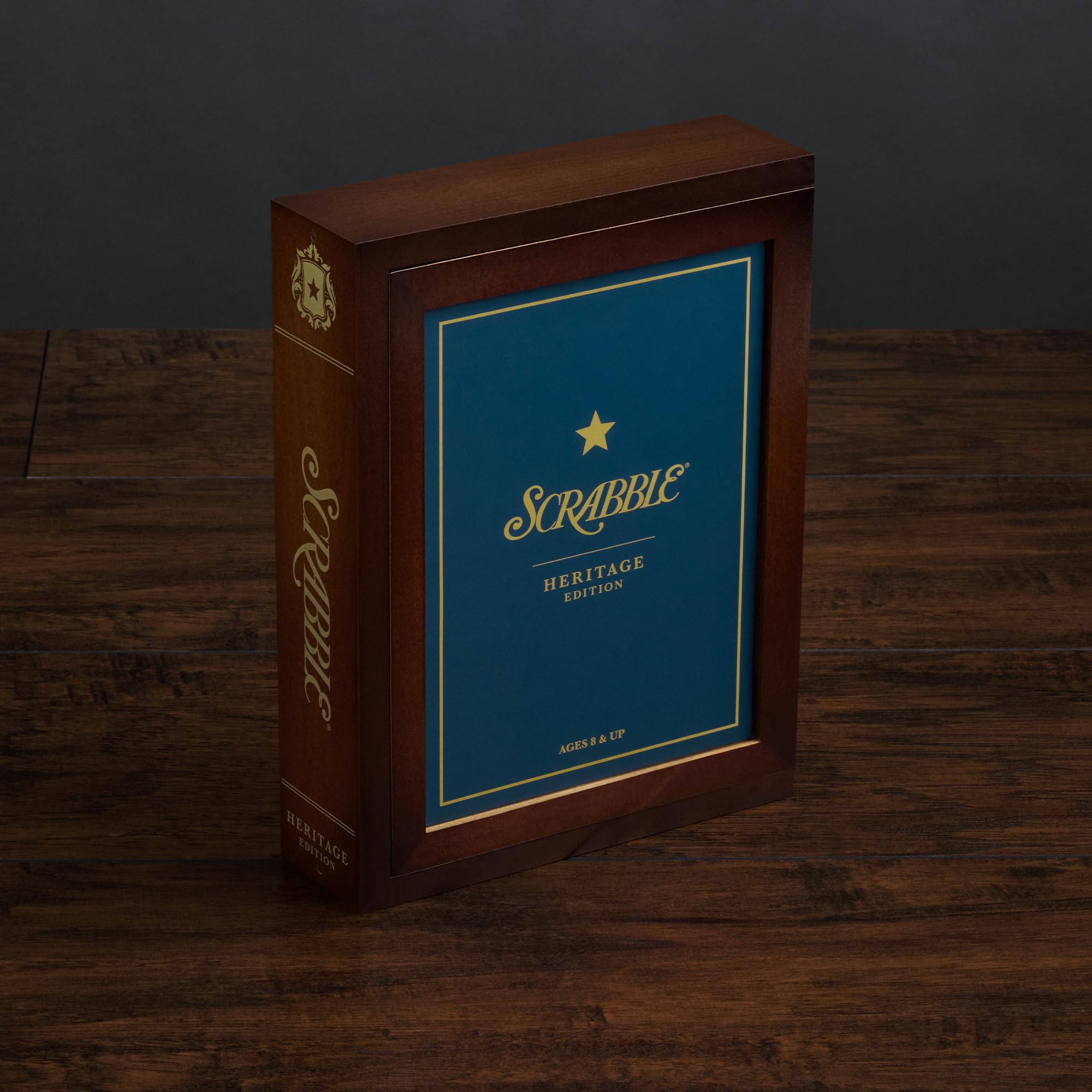 WS Game Company Scrabble Heritage Edition wood letter tiles offer premium tactile feel.