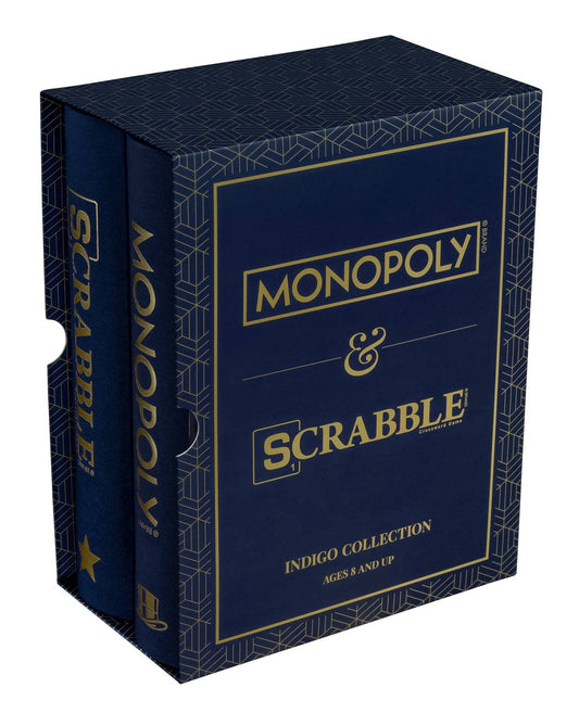 WS Game Company Scrabble Indigo Edition board on display for family word nights