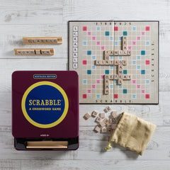 WS Game Company Scrabble Nostalgia Edition collectible tin keeps components organized and on display