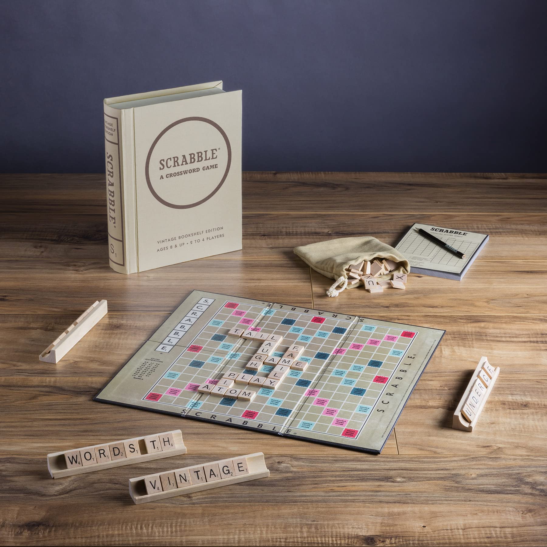 WS Game Company Scrabble Vintage board and tiles ready for quick play