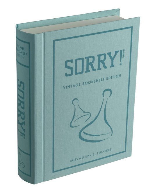 WS Game Company Sorry vintage box with linen wrap, elegant decor and storage