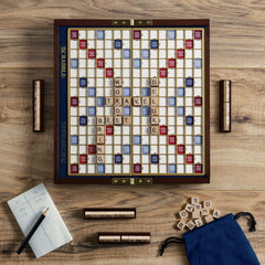 WS Game Company Scrabble Deluxe Hidden Storage Compartments help organize pieces.