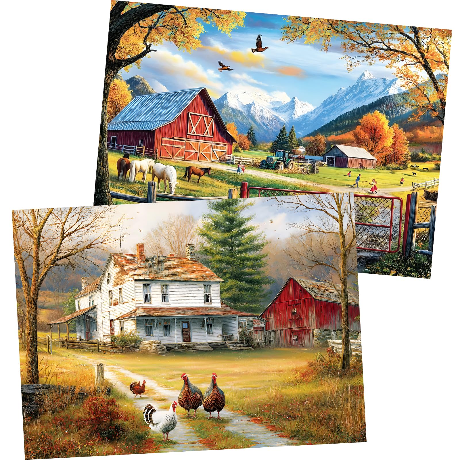 WSCXSC autumn farm 300-piece puzzle featuring vivid colors for a calming, mindful evening activity.