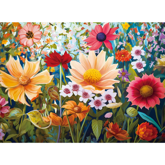 WSCXSC flower puzzle 300 pieces front view with vibrant colors for mindful relaxation