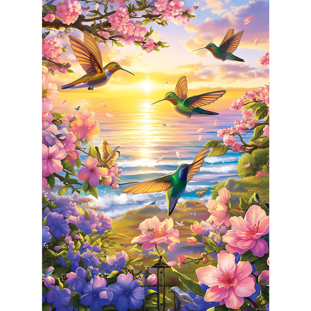 WSCXSC hummingbird beach puzzle glows with color for relaxing moments