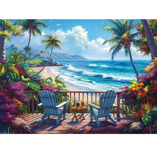 WSCXSC Seaside Puzzle 500 Pieces front view offers immersive coastal relaxation.