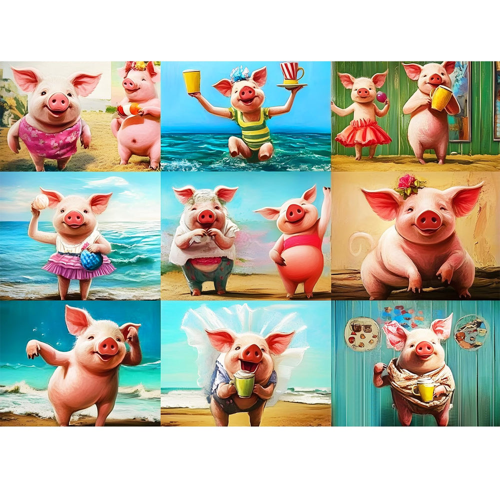 WSCXSC 300-piece pig puzzle box front, inviting family fun.