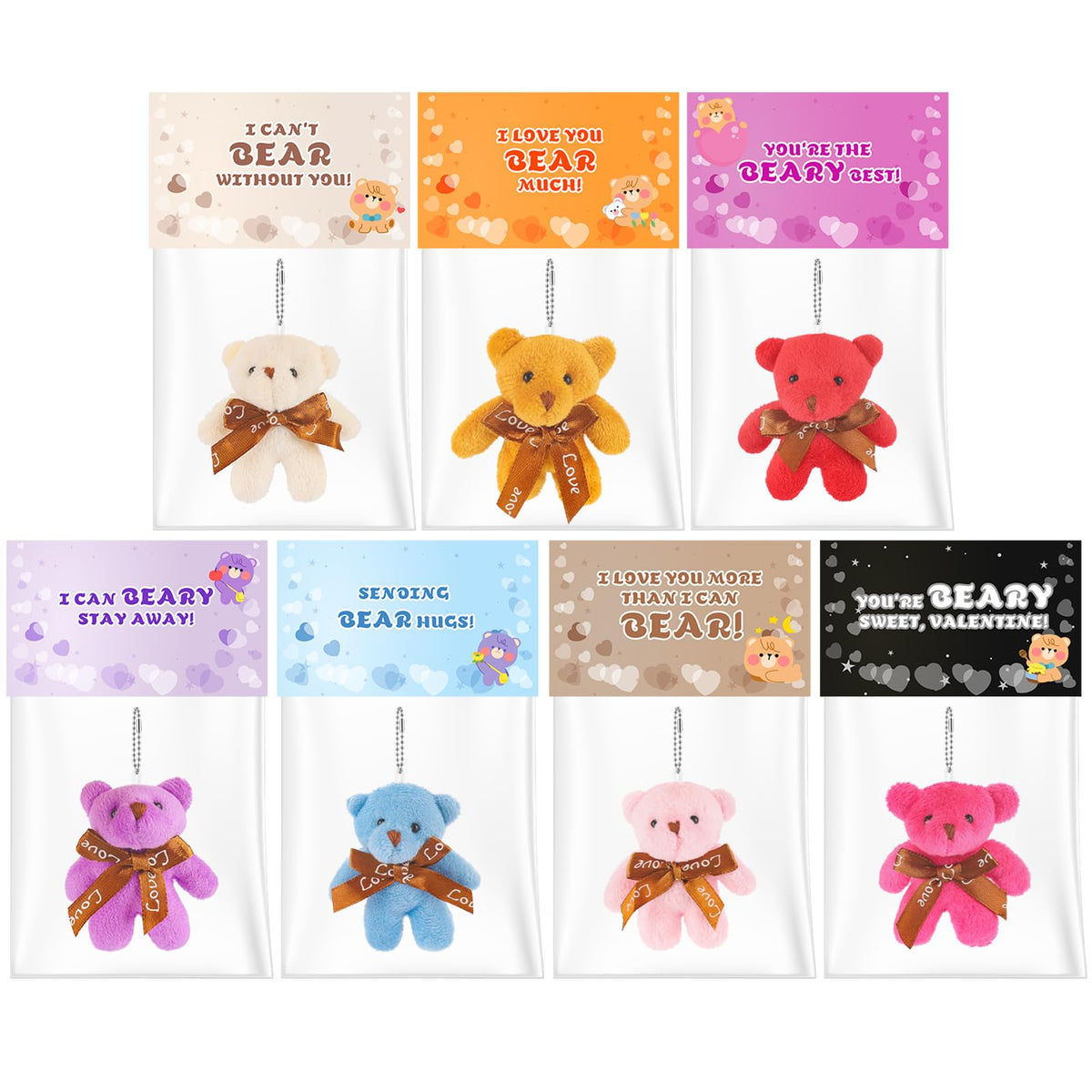 Wsorik mini plush bear keychain and card for classroom exchange