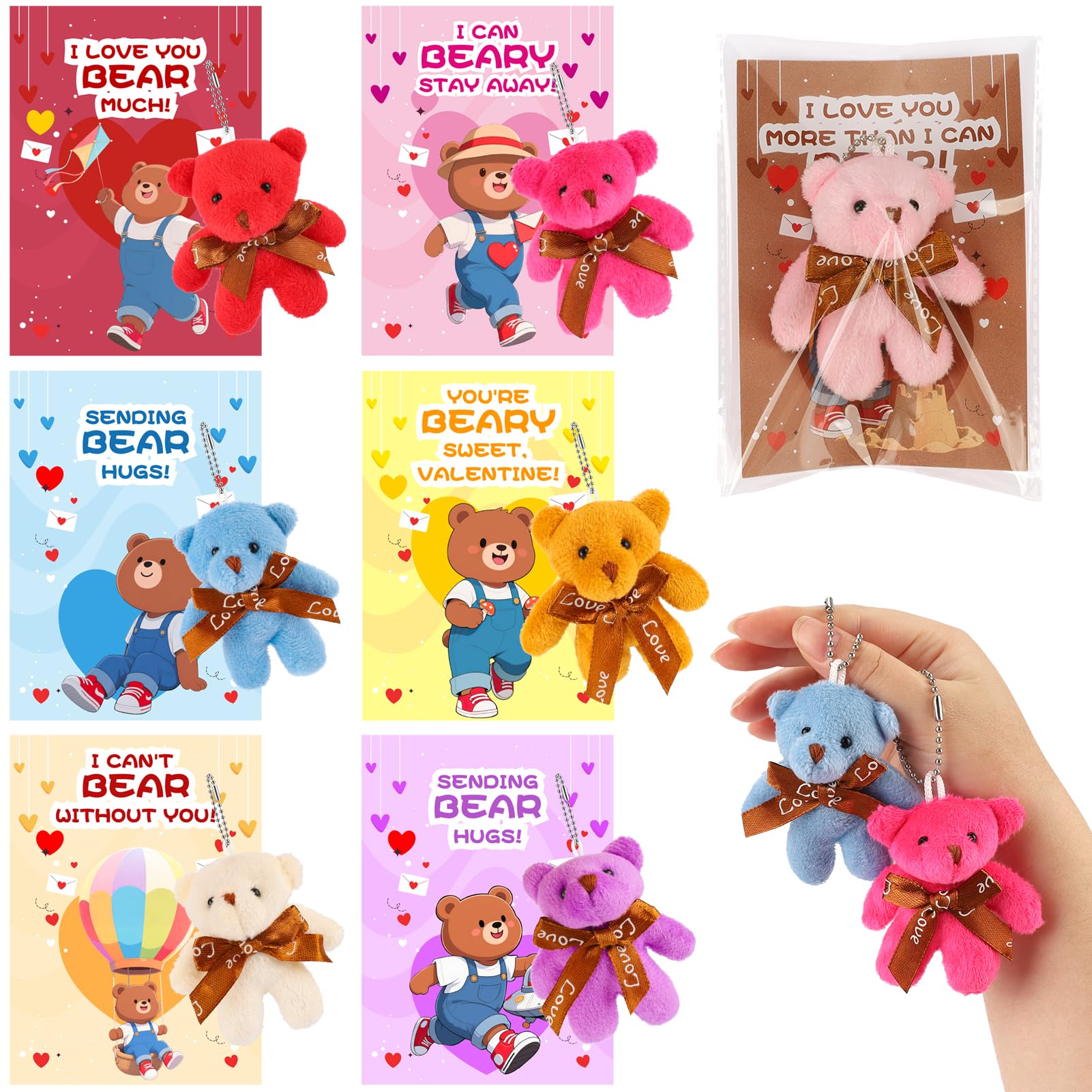 Wsorik Valentine bear backpack keychain adds playful charm to kids' bags for easy gifting.