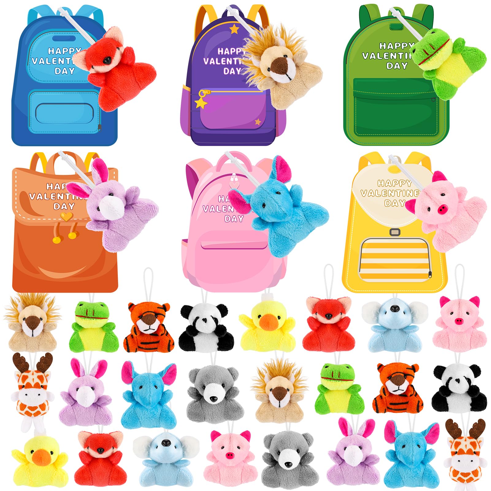 Wsorik valentines plush-animal-collection, soft and kid-friendly for classroom exchanges.