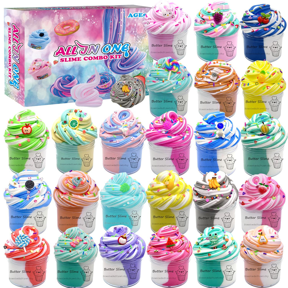 wtelnbton butter slime kit with 24 two-toned containers for creative play