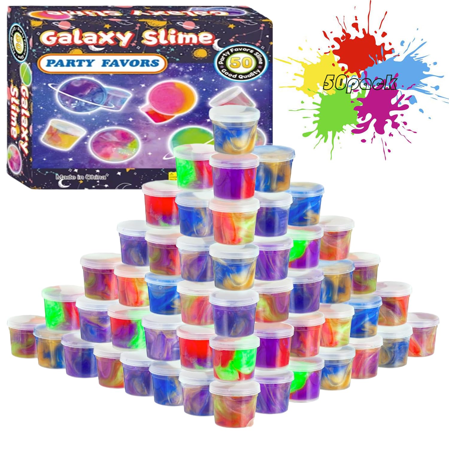 wtelnbton Galaxy Slime Pack with vivid swirls for party favors and classroom rewards.