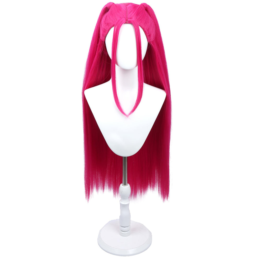 WTHCOS hot pink wig bangs, trim-ready for custom styles.