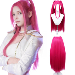 WTHCOS long hot pink wig for women, ideal for cosplay and events.