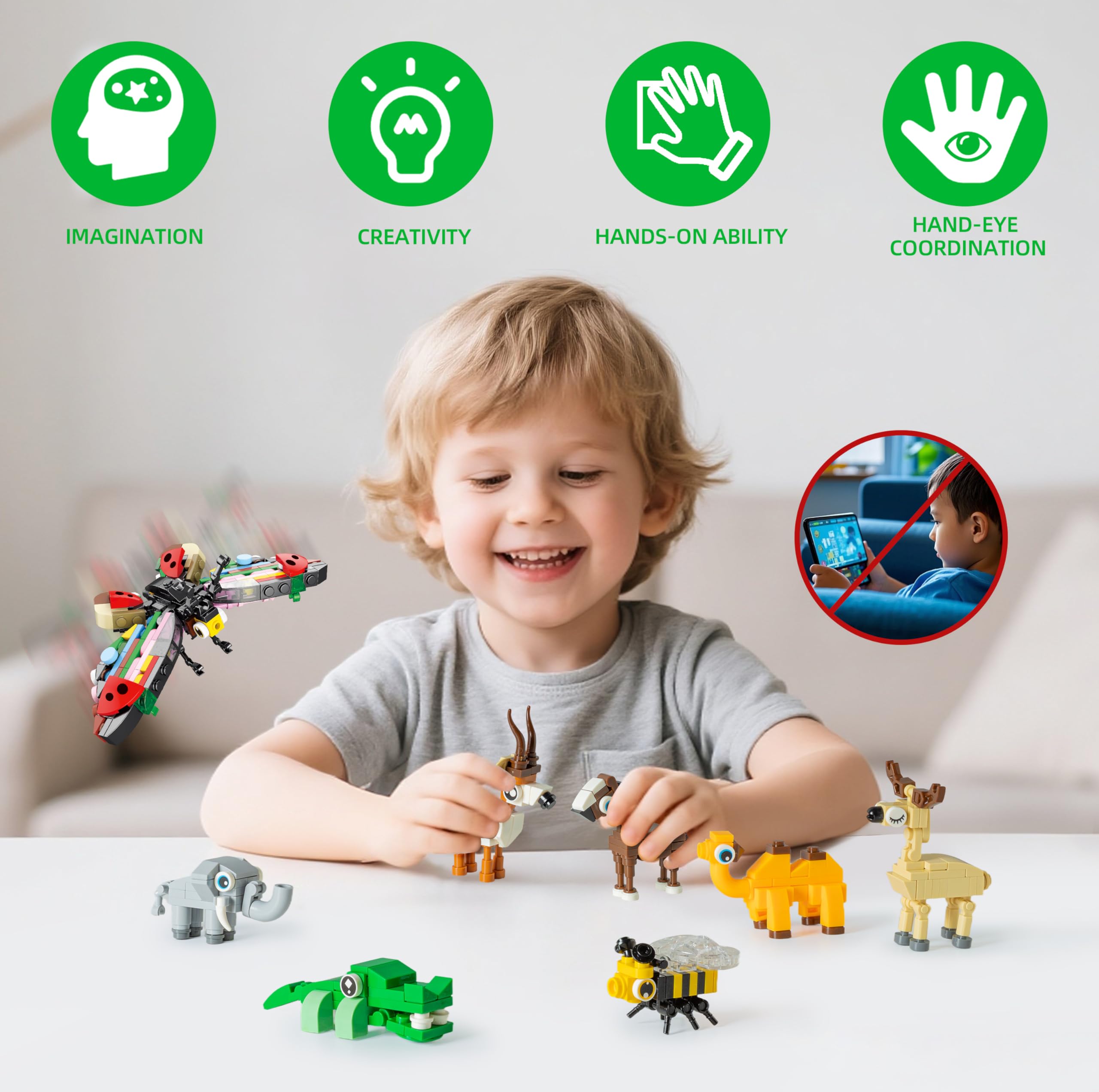 WuNian elephant mini block set supports problem solving and shape recognition.