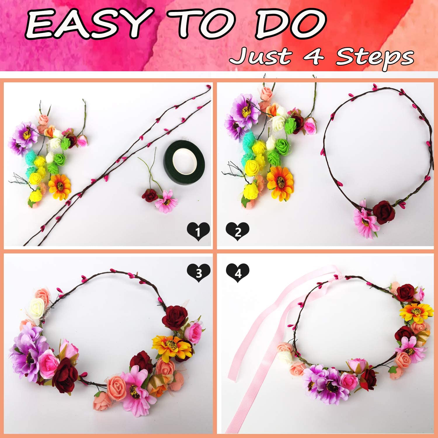 WUBOMJIO 4 ribbons for customizable crown styling.