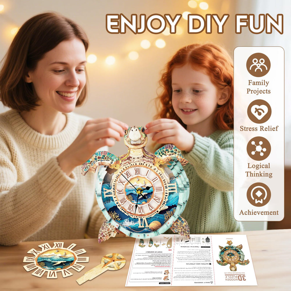 Wudhank sea turtle clock puzzle assembly guide supports step by step building.