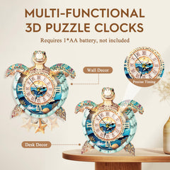 Wudhank sea turtle clock puzzle wooden kit ideal for hands on learning.