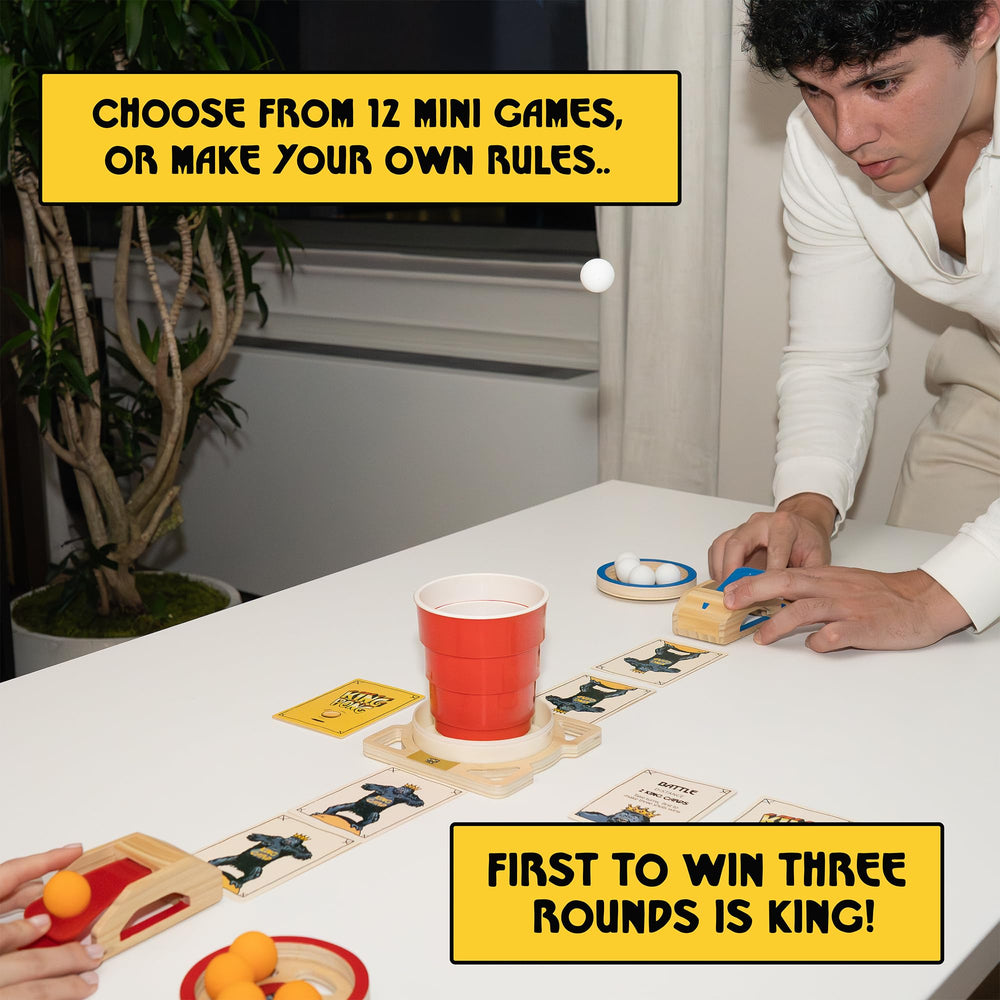 King Pong wooden launchers delivering precise shots