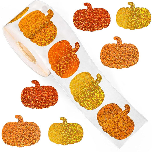 Wuhetyo fall pumpkin stickers roll, 1 inch, ideal for festive scrapbooks