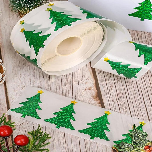 Wuhetyo green glitter tree detail enhances gift wrap and scrapbooks with festive sparkle.