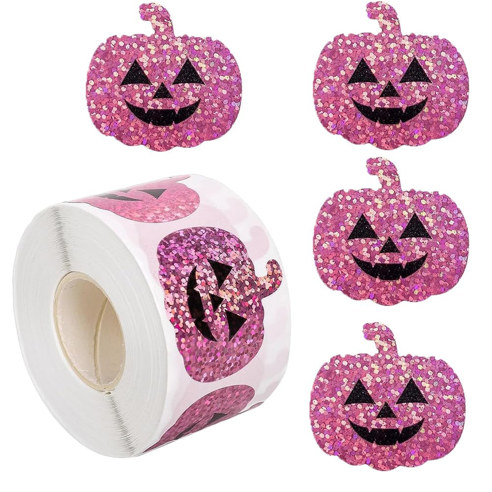Wuhetyo Halloween pumpkin stickers roll for festive craft projects