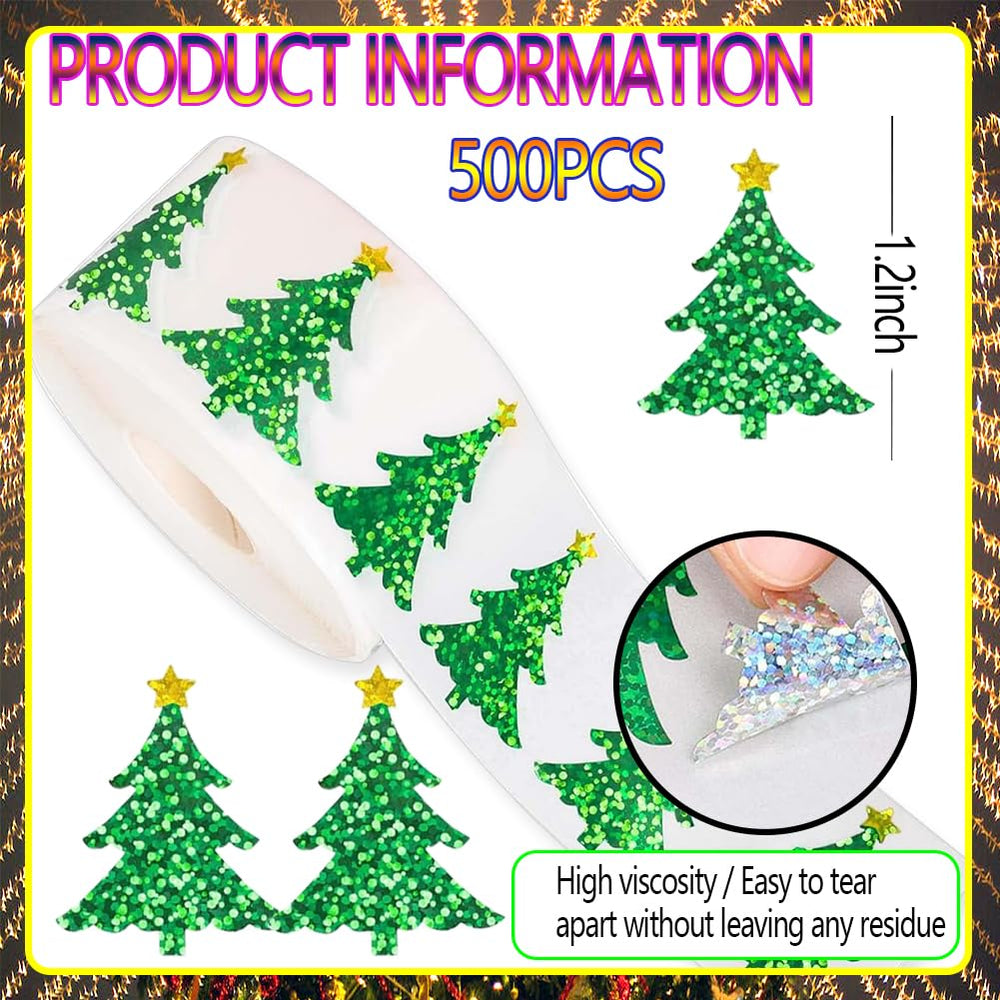 Wuhetyo stickers on envelopes elevate holiday greetings with a green tree design.