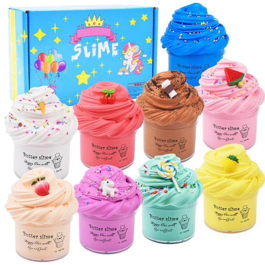WUHUANIU butter slime kit with nine colors for creative play and coordination