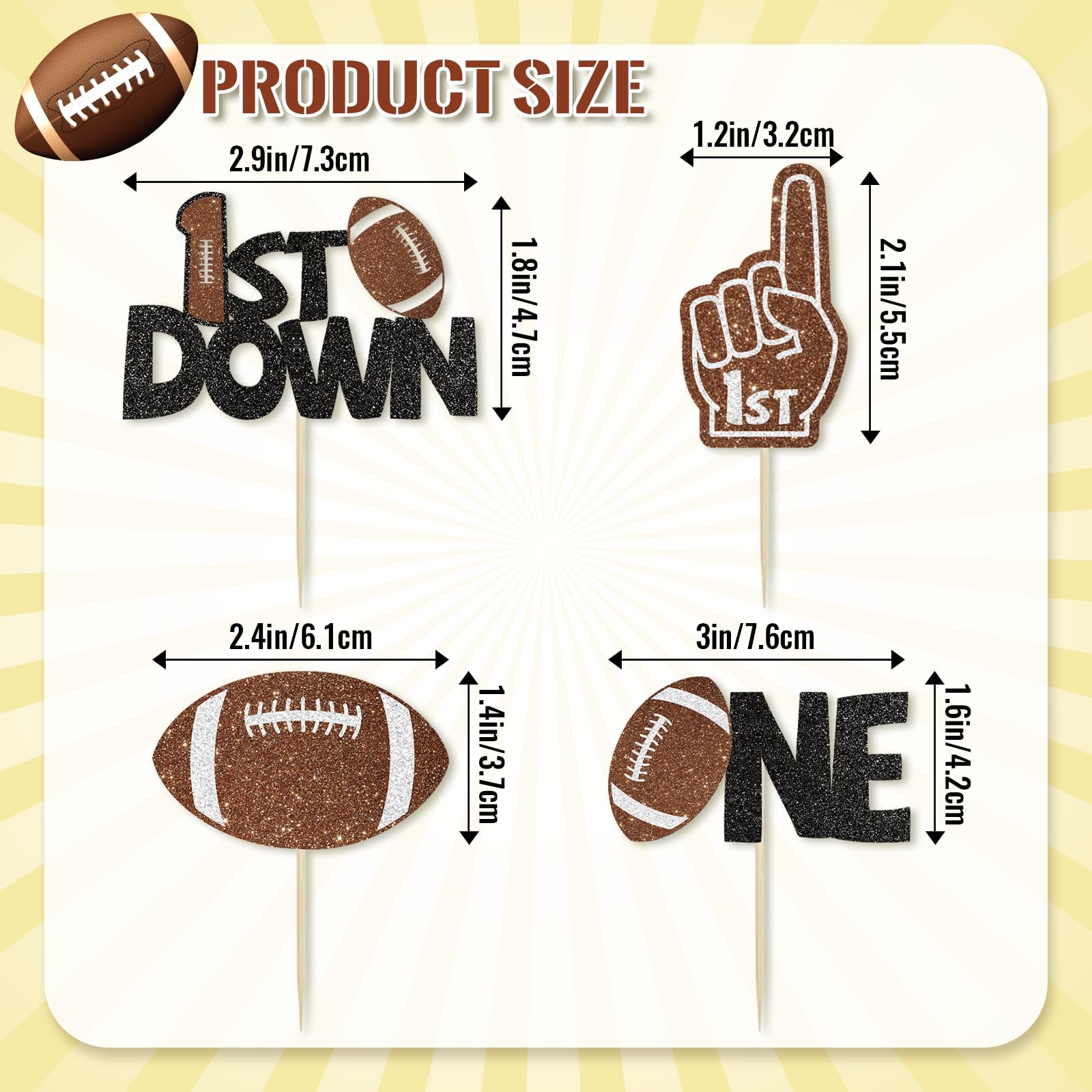 Wuhuzsm football cake toppers design B vibrant edition perfect for cupcake-centerpieces
