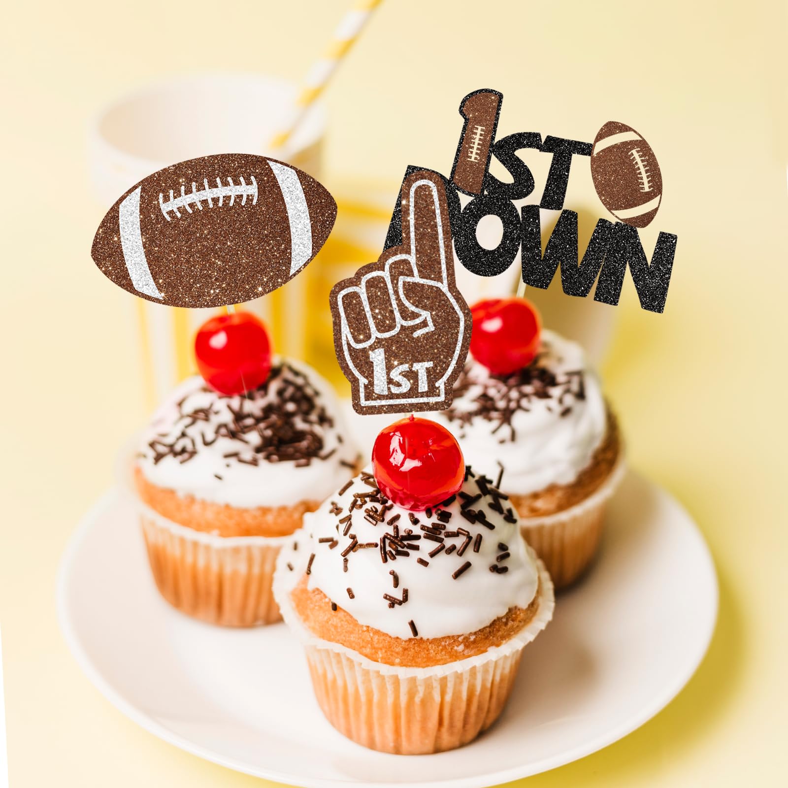 Wuhuzsm football cupcake toppers set doubles as photo booth props