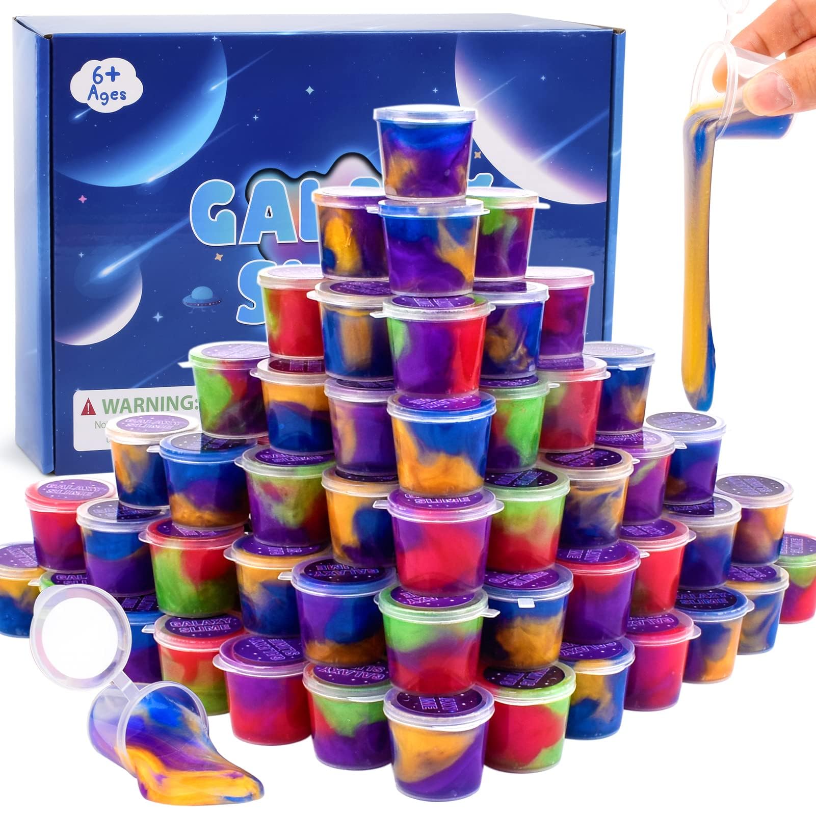 WUJYLY Galaxy Slime Kit 60-pack with assorted colors for party favors.