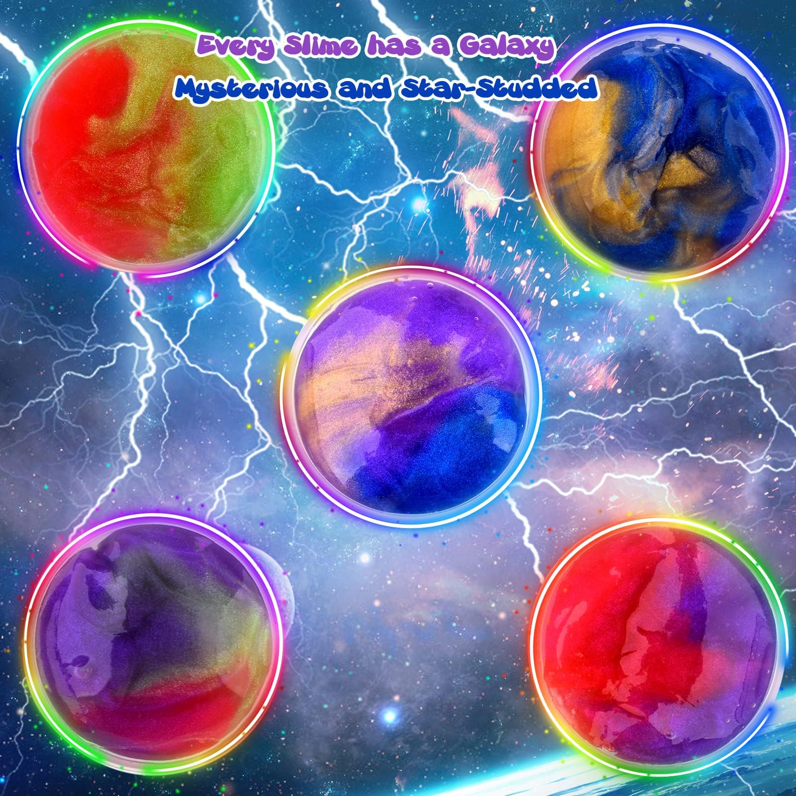 WUJYLY Galaxy Slime Kit colorful slime ready for group play and sharing.