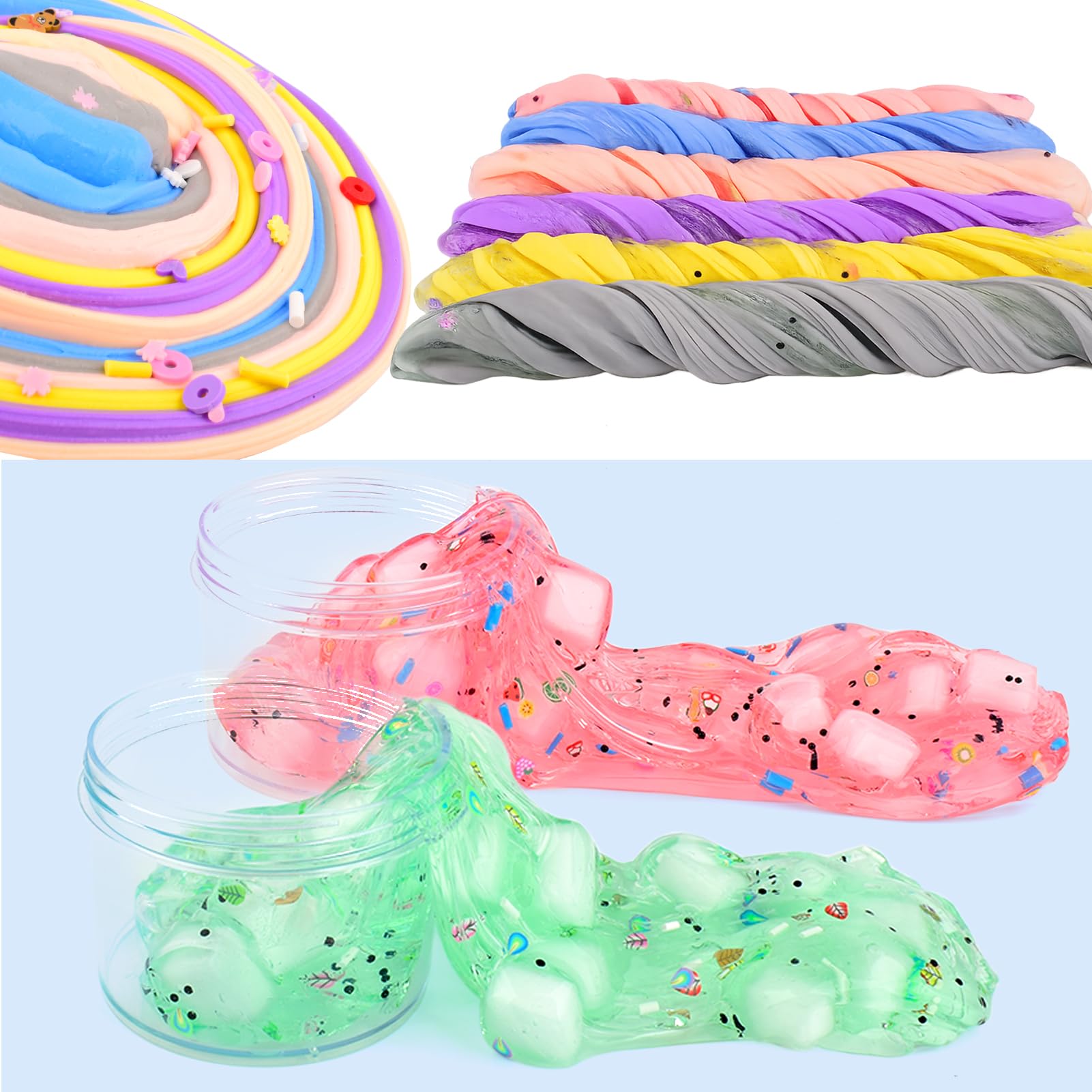 WUJYLY slime accessories and sprinkles for creative themes.