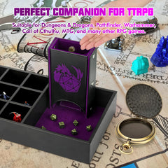 Wunhunew fantasy-dice-tower-steps-velvet: smooth, random dice drops.