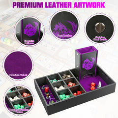 Wunhunew premium-leather-artwork: elegant, durable dice box with velvet interior.