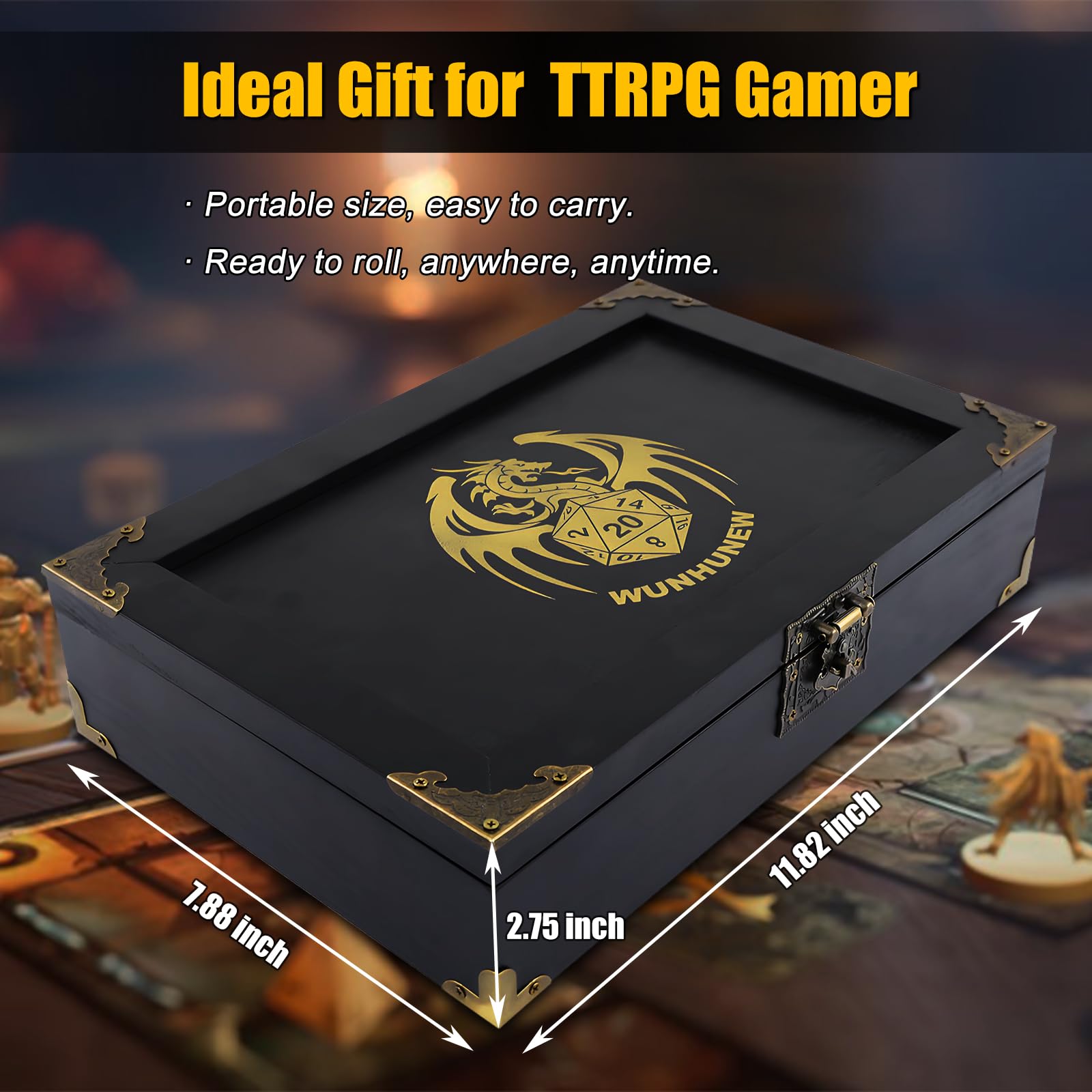 Wunhunew handcrafted wooden RPG accessory as a stylish gaming centerpiece