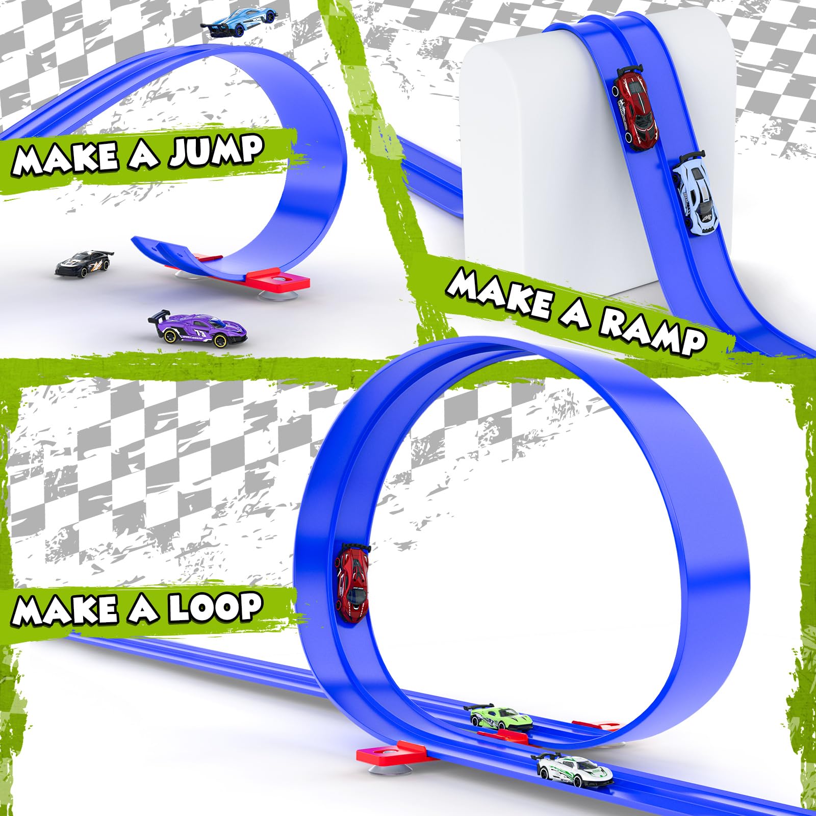 Includes 2 alloy cars and 2 pull-back cars for immediate play.