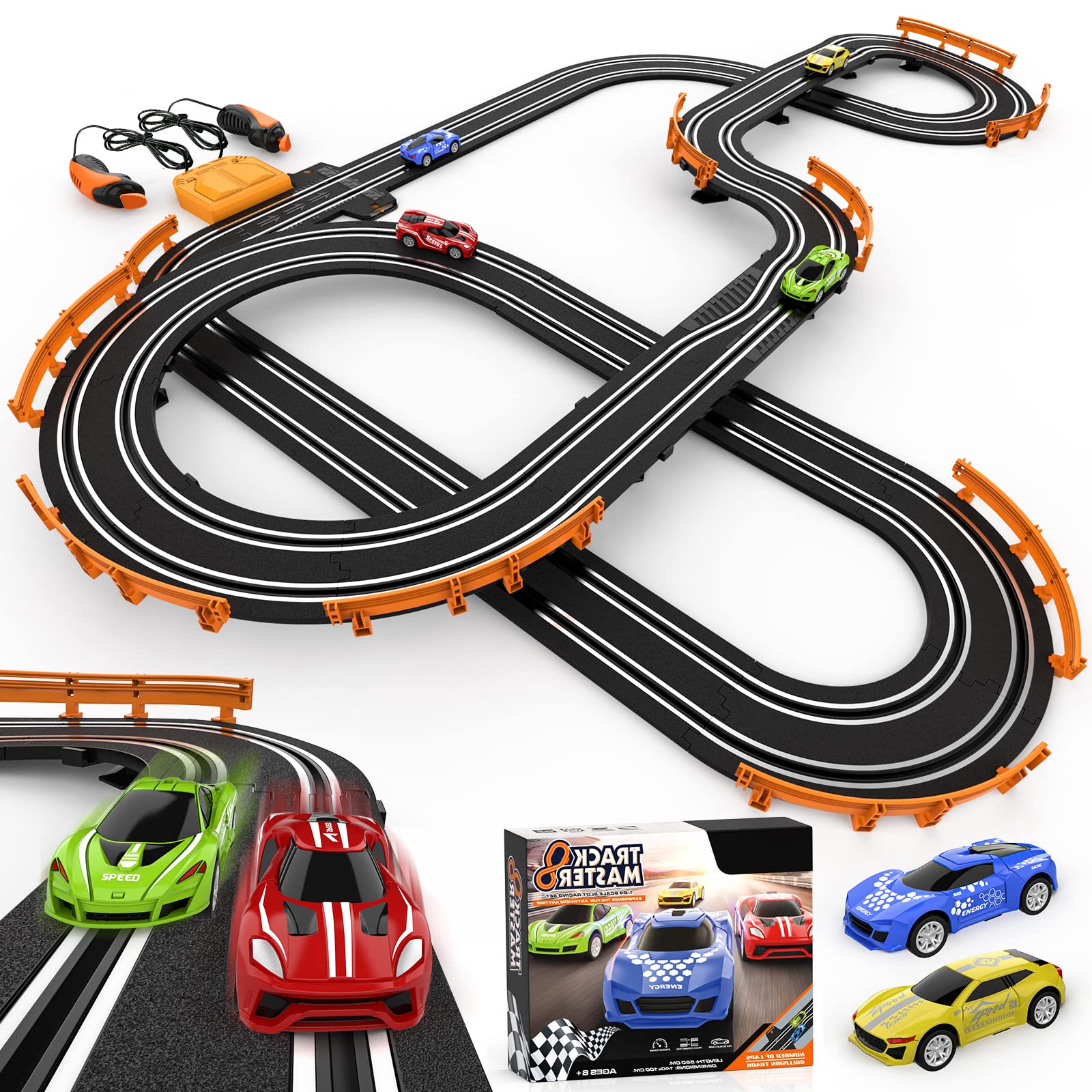 Wupuaait slot car track with straight and S-track for immersive home racing.