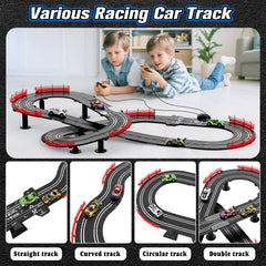 Wupuaait slot car track overpass feature with elevated racing action