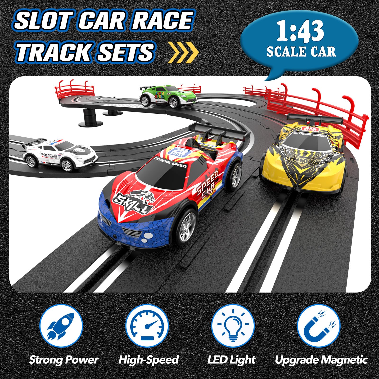Wupuaait slot car track s-curve for challenging corners and skill building