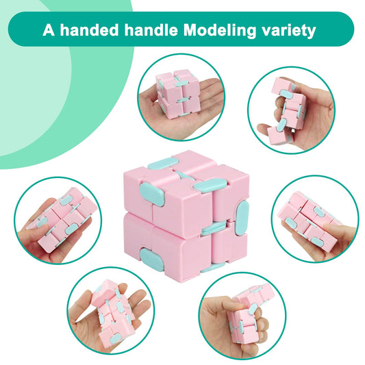 WUQID Infinitycube macaron pink, open-fold view for tactile focus during work or study