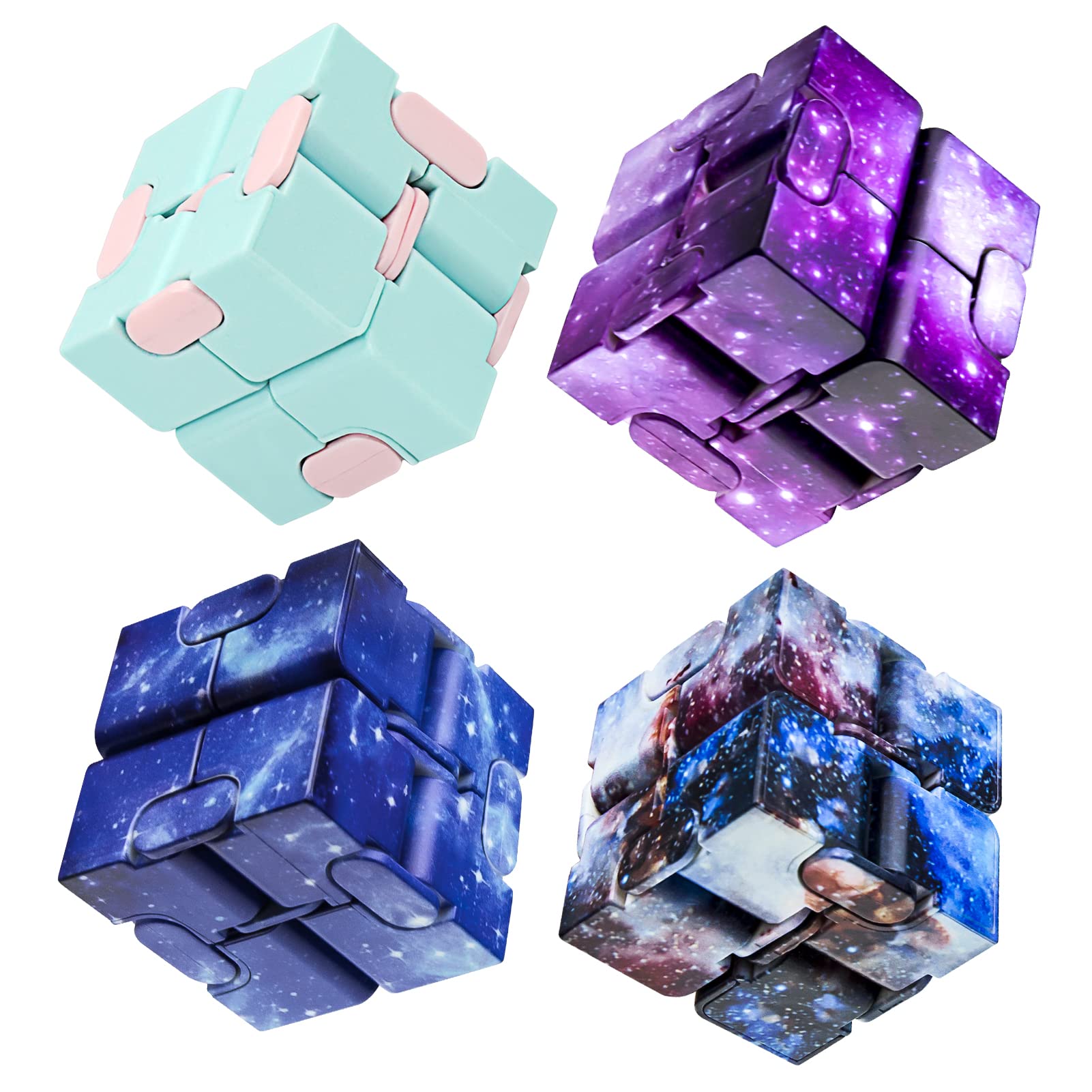 WUQID Infinitycube pocket-size blue, portable stress-relief toy in hand