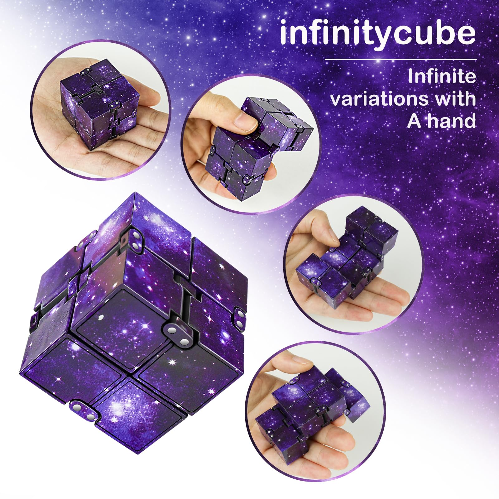 WUQID Infinitycube side view highlighting tactile corners for discreet stress relief.