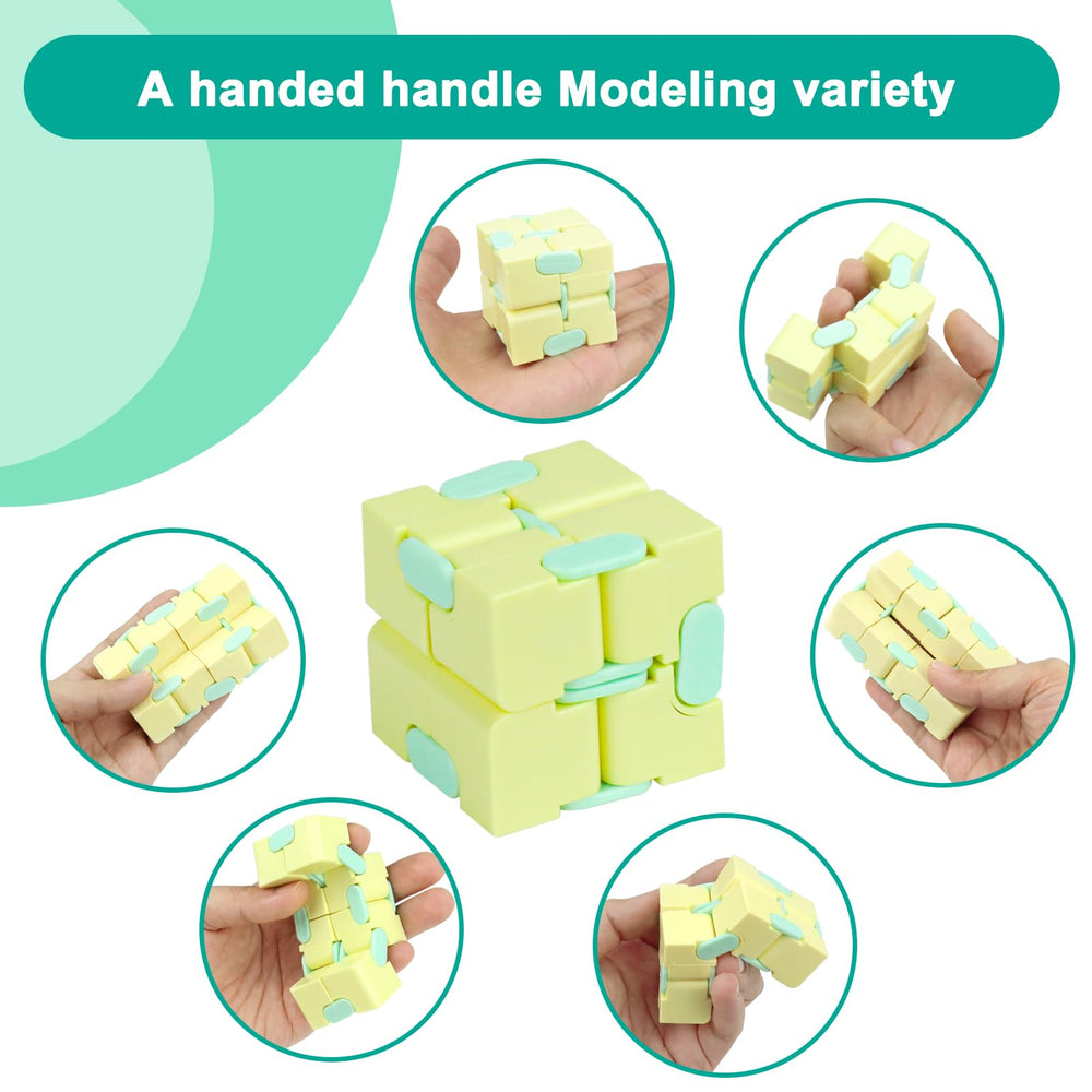 WUQID Infinitycube yellow folding action shown for tactile stress relief