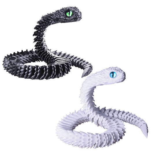WUQIREN 18-inch black and white snake for striking desk decor.