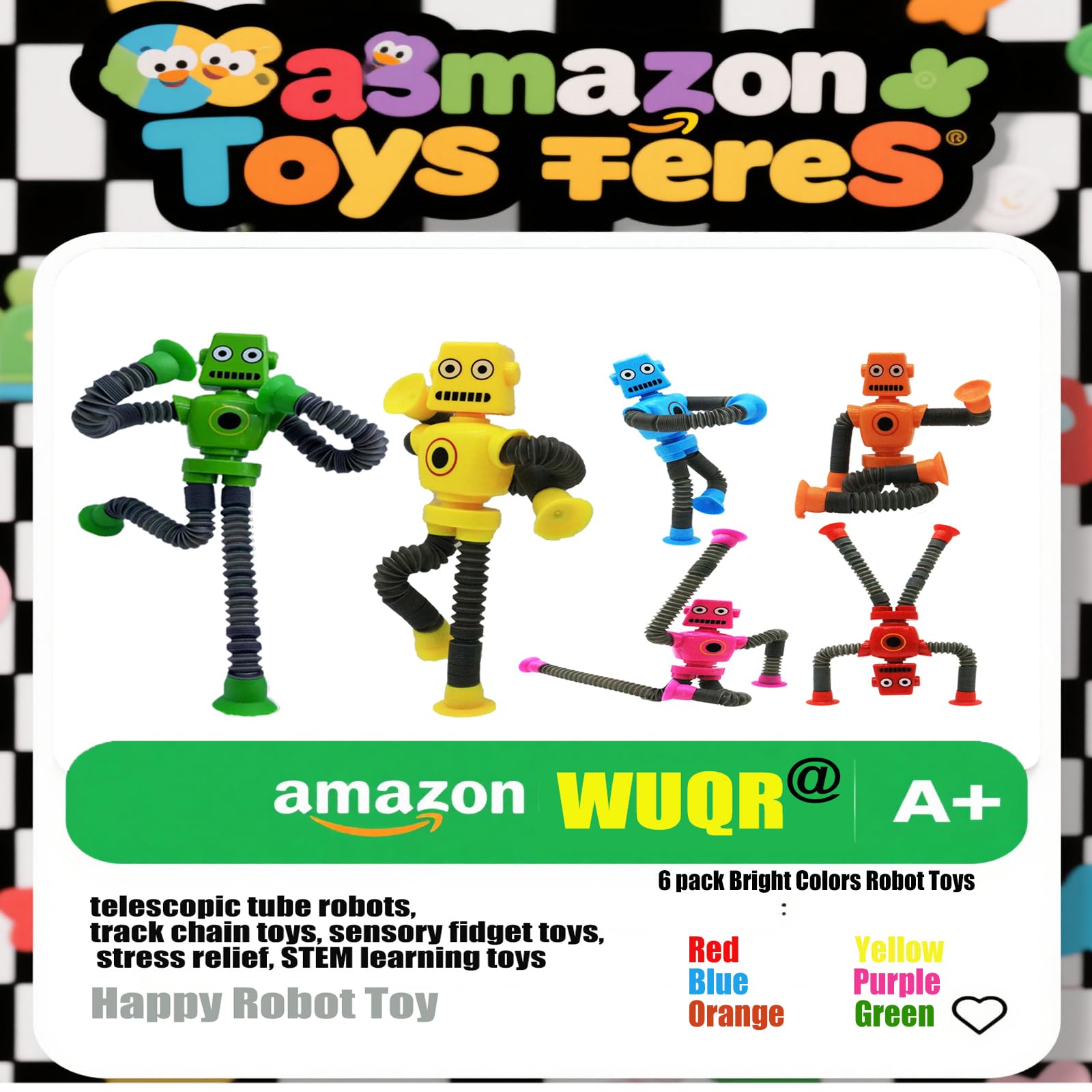 WUQR robot suction cup toy on window sticks firmly.