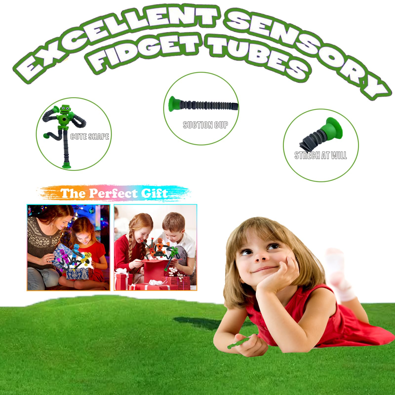 WUQR stretch-and-pop action toy encourages hand strength and coordination.
