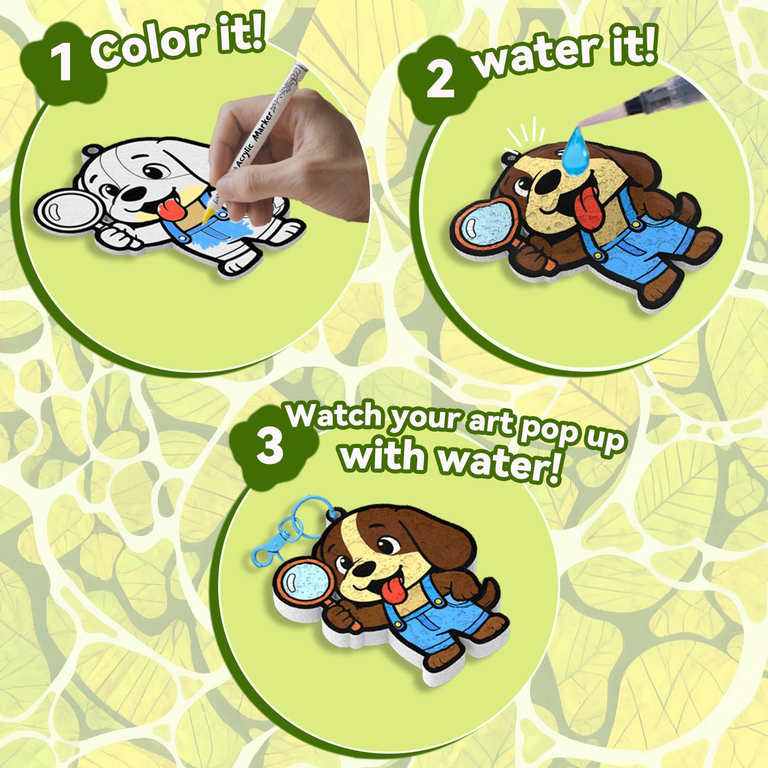 WurLoo Aqua Puffs 3D creations puff up as you wet markers.