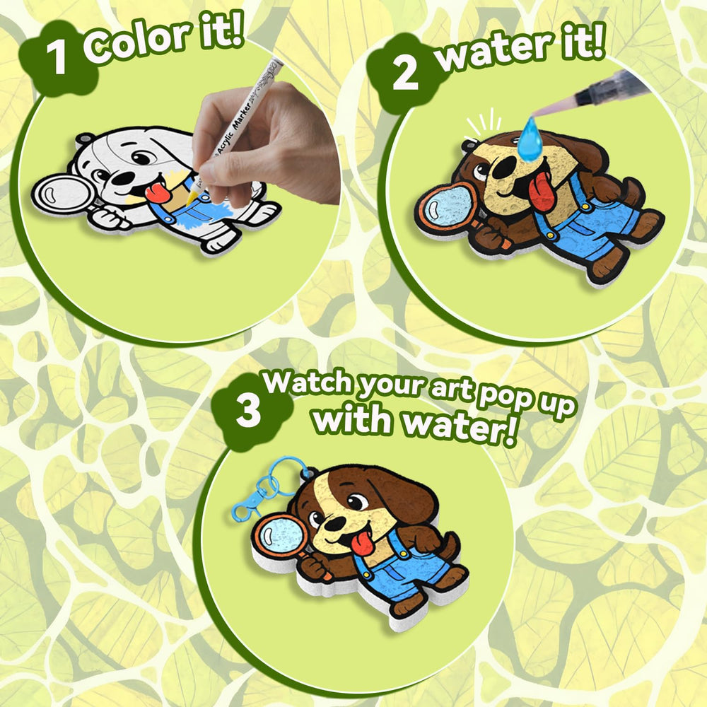 WurLoo Aqua Puffs 3D creations puff up as you wet markers.
